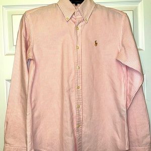 Ralph Lauren Womens Stripped Dress Shirt Size 2 Pink/White